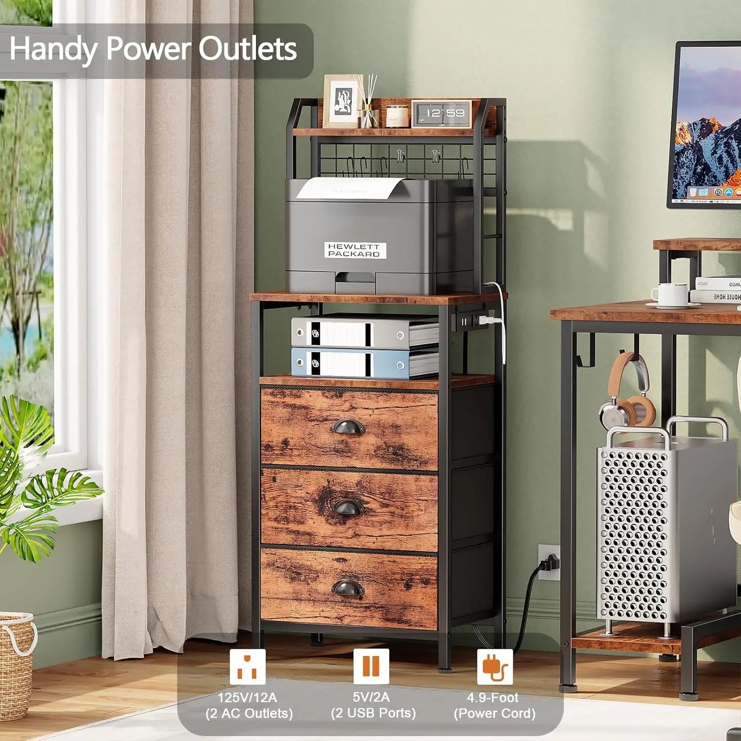 Tall Nightstand with Charging Station - DailyBasicNeeds.com