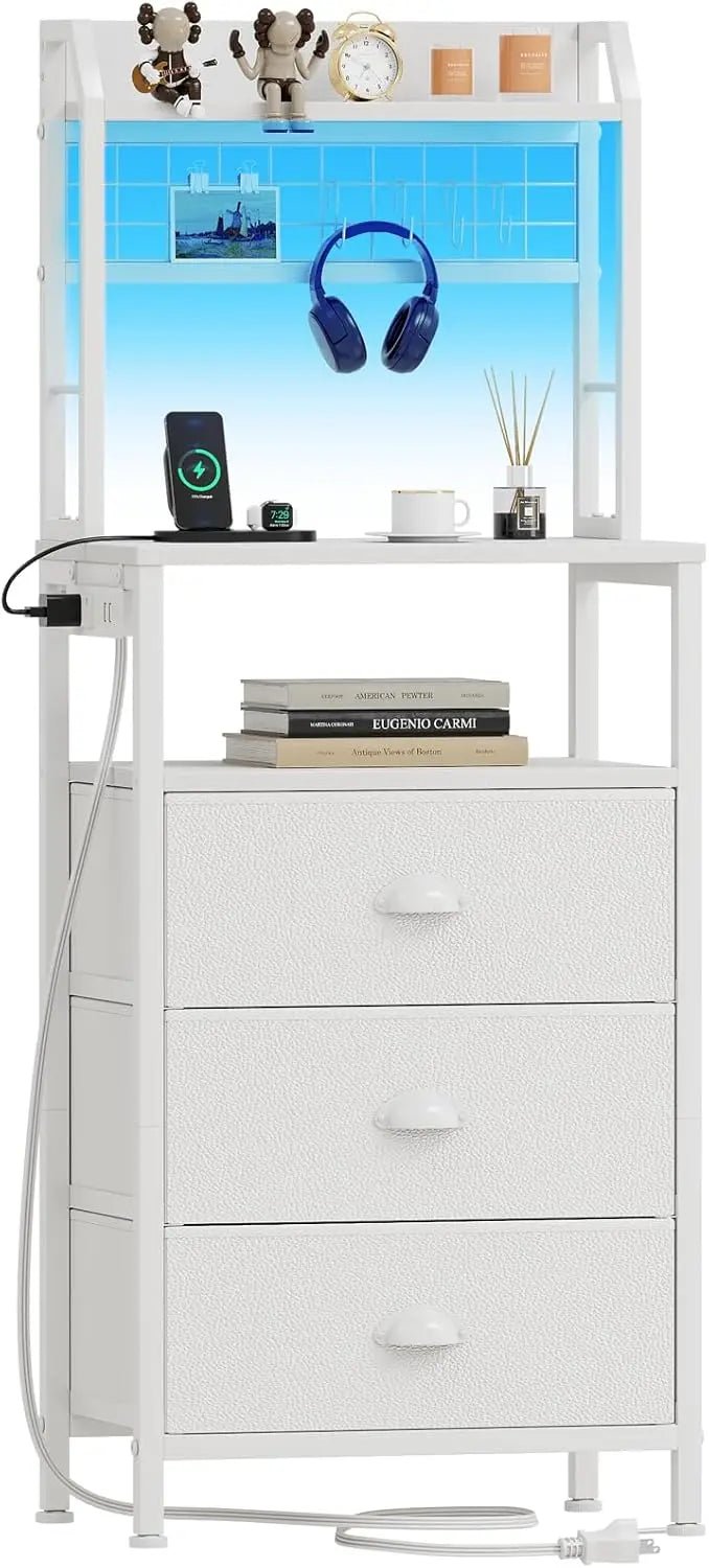 Tall Nightstand with Charging Station - DailyBasicNeeds.com