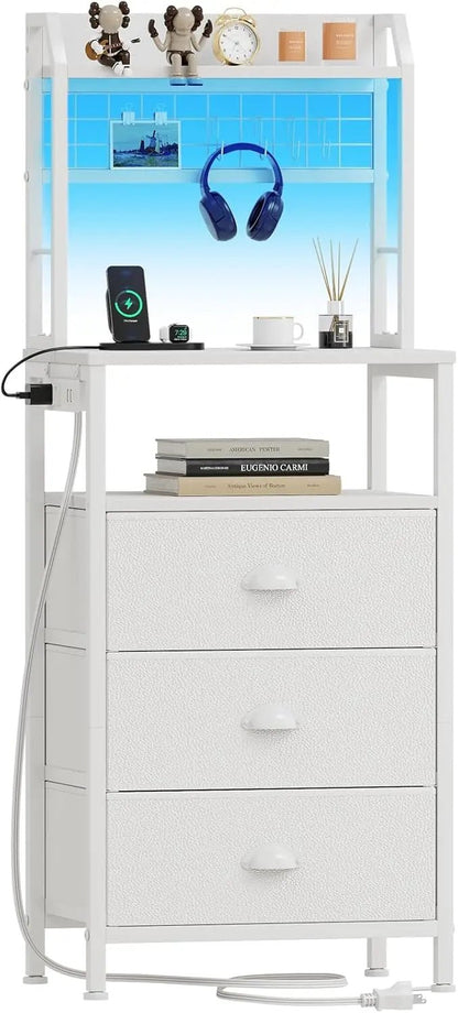 Tall Nightstand with Charging Station - DailyBasicNeeds.com