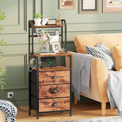 Tall Nightstand with Charging Station - DailyBasicNeeds.com