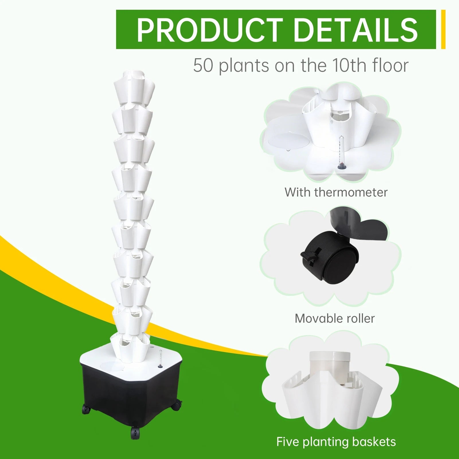 Vertical Hydroponic Garden Tower 10 - layer - DailyBasicNeeds.com
