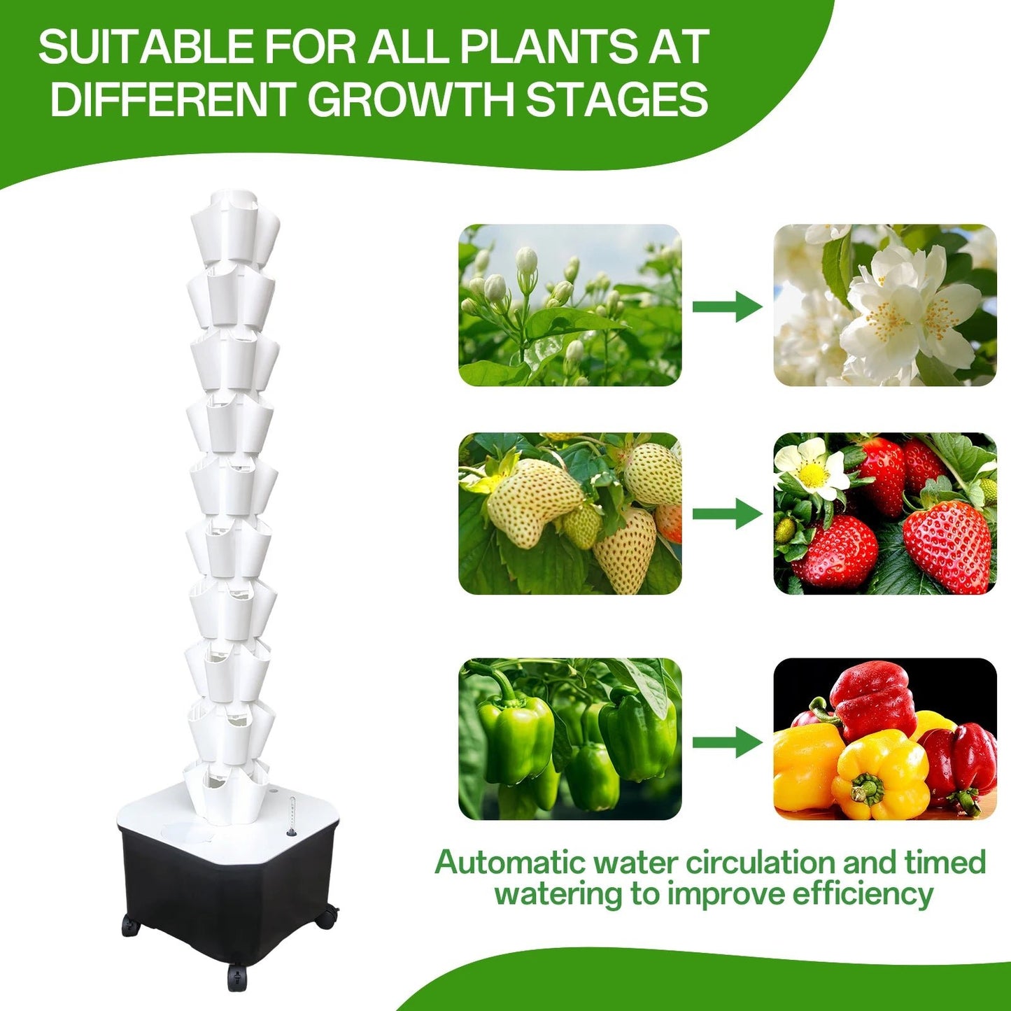 Vertical Hydroponic Garden Tower 10 - layer - DailyBasicNeeds.com