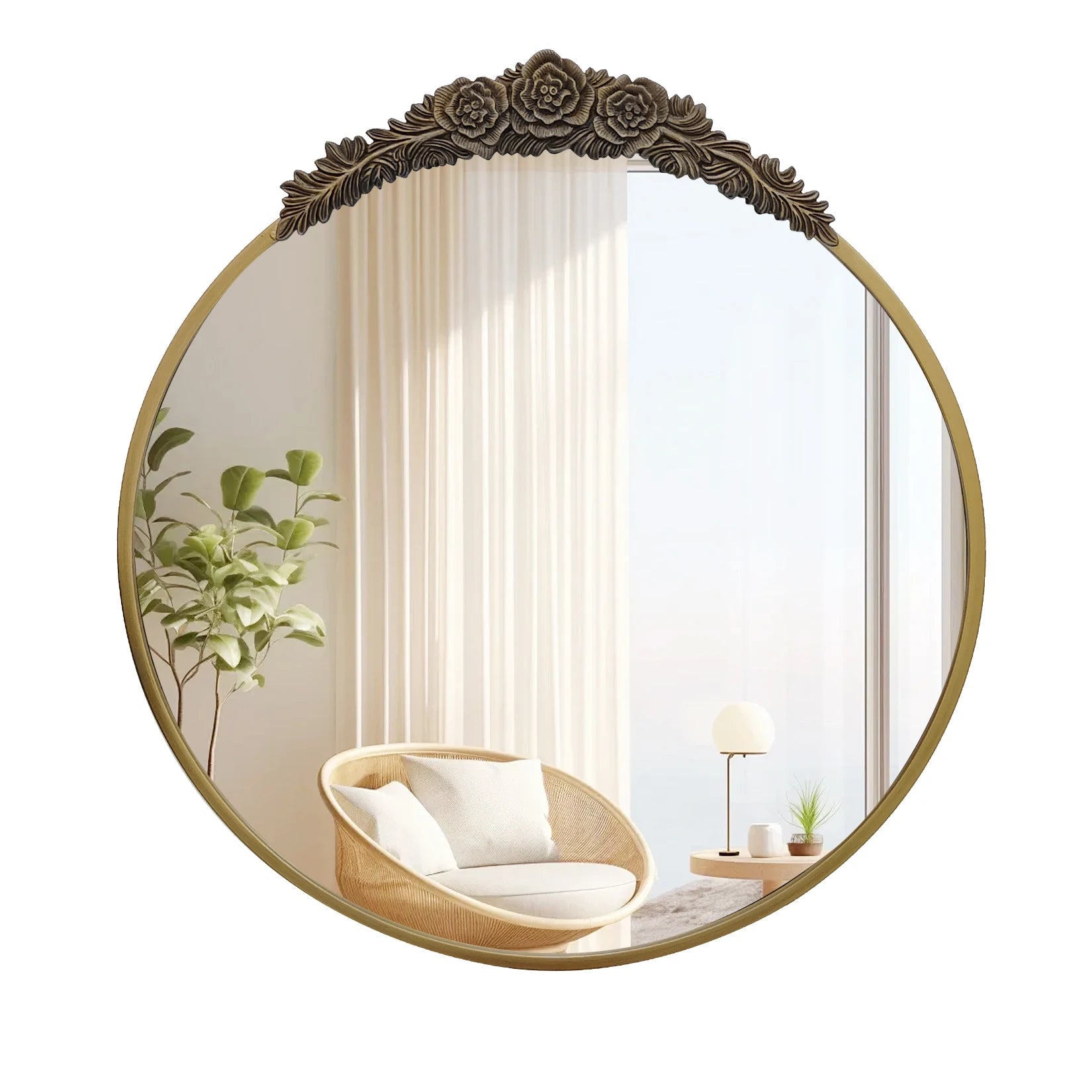 Vintage Baroque Brass Wall Mirror - DailyBasicNeeds.com