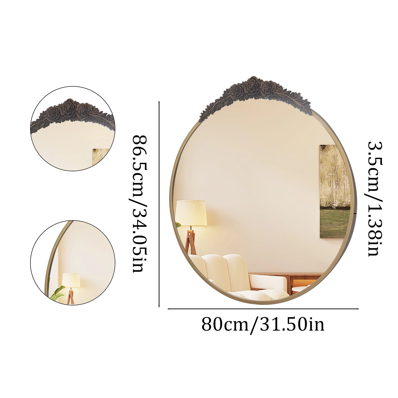 Vintage Baroque Brass Wall Mirror - DailyBasicNeeds.com