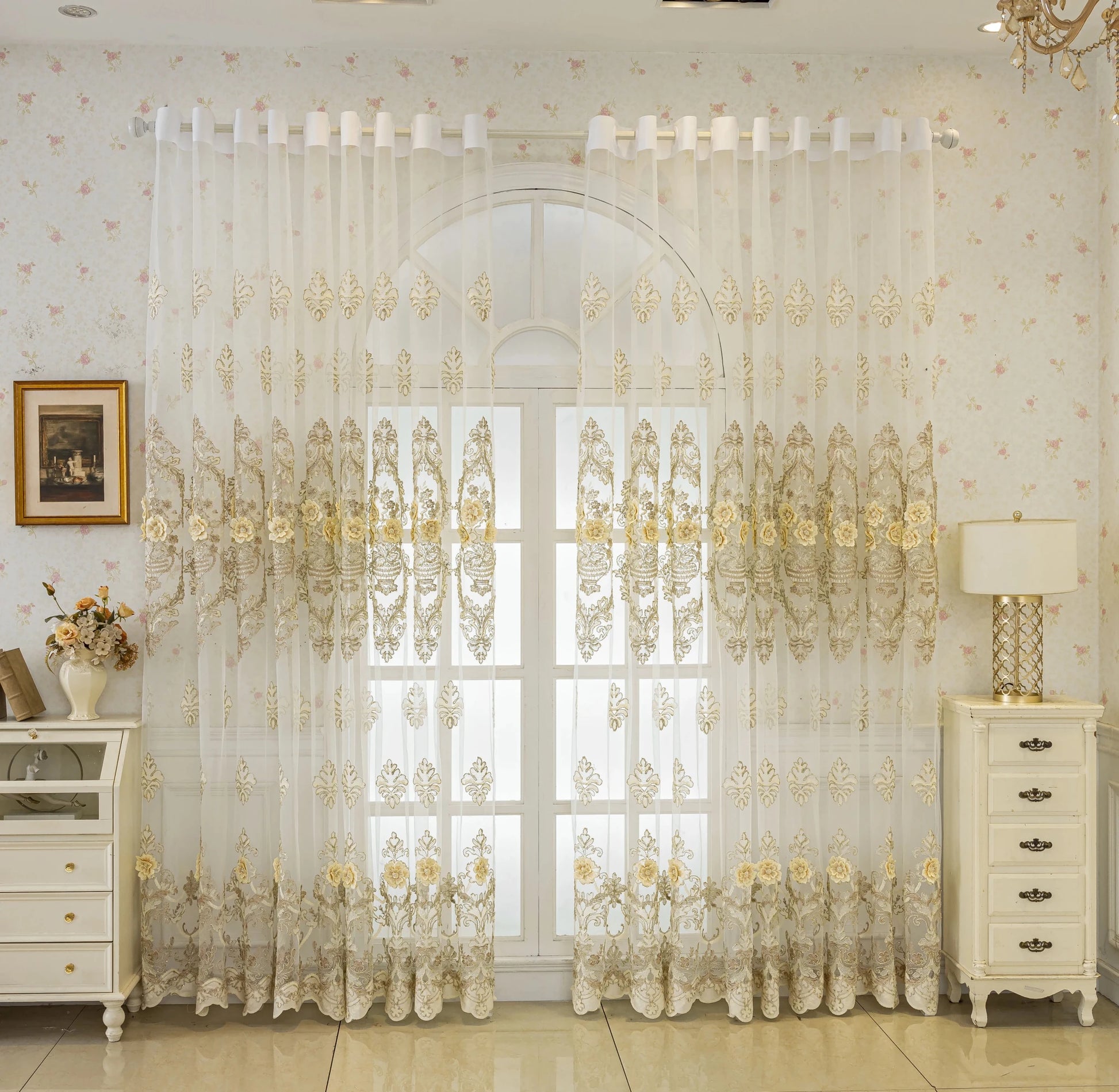 White gauze curtain - DailyBasicNeeds.com
