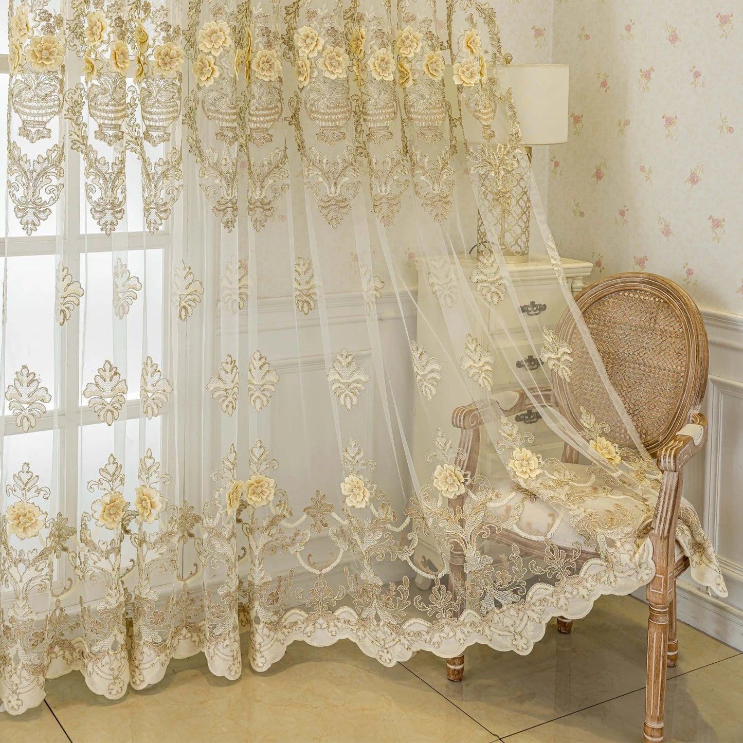 White gauze curtain - DailyBasicNeeds.com
