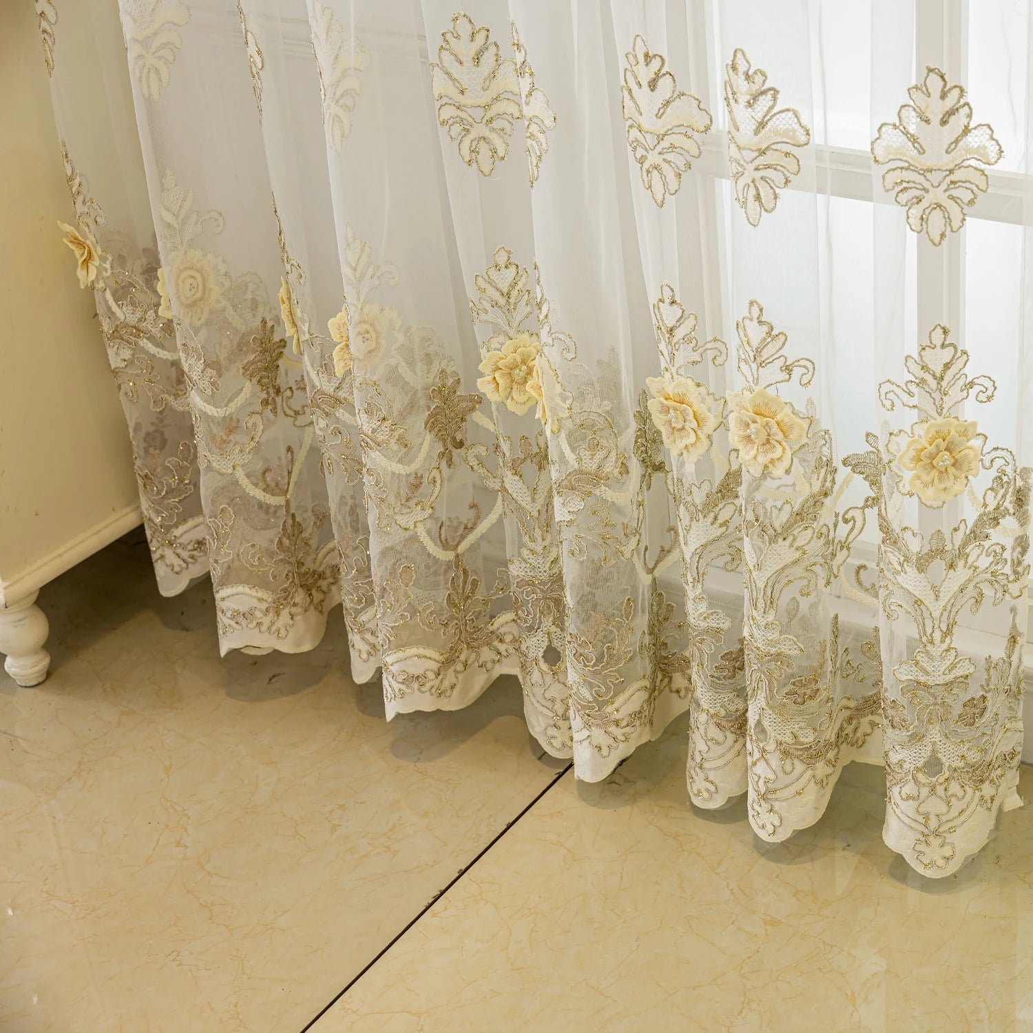 White gauze curtain - DailyBasicNeeds.com