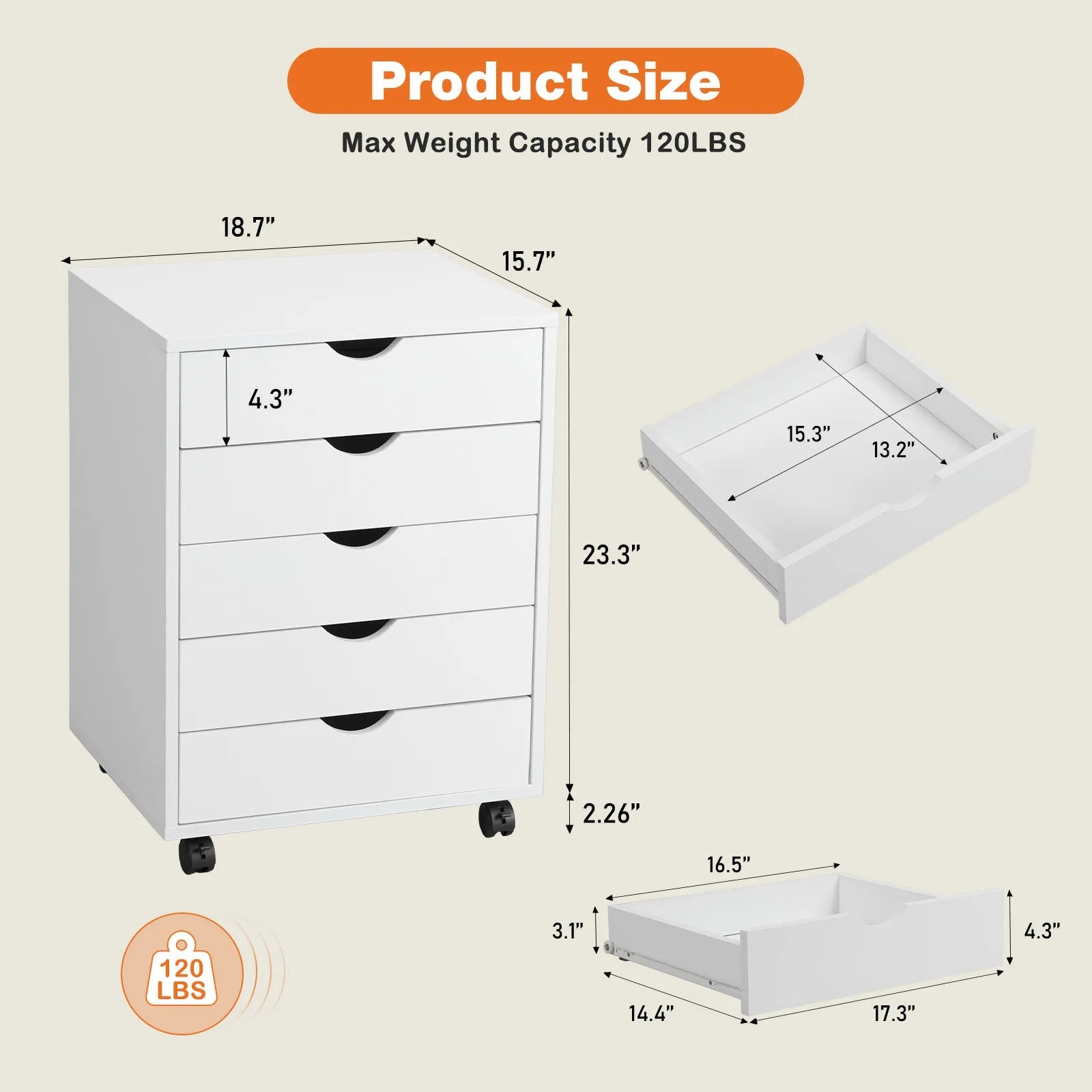Wood Nightstand Cabinet 5 Drawers - DailyBasicNeeds.com