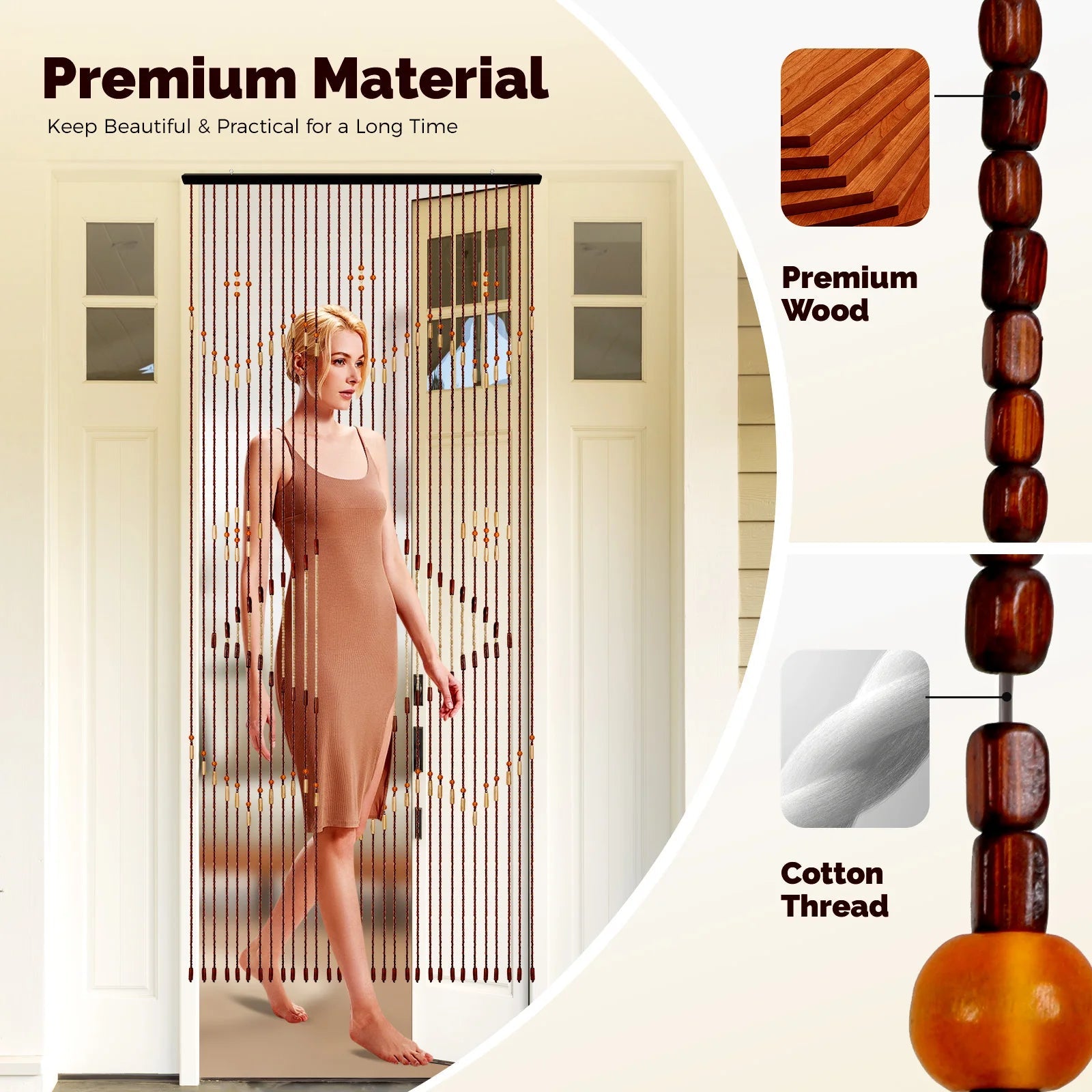 Wooden Bead Curtain - DailyBasicNeeds.com